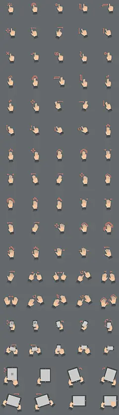 Flat Style Touch Screen Gestures Set by Mantas Bačiuška, via Behance