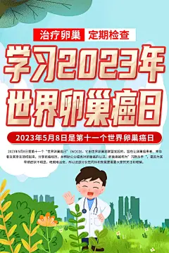 清新世界卵巢癌日科普知识海报2