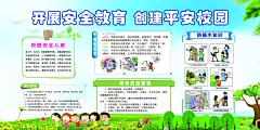 文明校园安全教育小学校园海报展板
