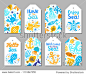 Paper cutout marine kids design element tags. Funny cartoon turtle  fish  octopus  shell  calmar  starfish  jellyfish doodle vector illustration. Lettering phrase I love  Enjoy  Hello  Welcome to sea