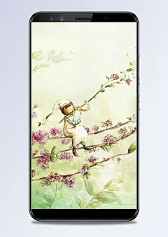 手绘花卉卡通H5背景