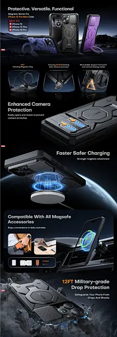 Amazon.com: TONGATE Magnetic for iPhone 15 Pro Max Case, [Compatible with MagSafe] [Invisible Stand] [Camera Protection Cover] Military Drop Shockproof Phone Case for 15 Pro Max with Tempered Glass, Black : Cell Phones &amp; Accessories