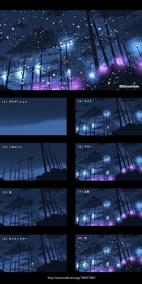 #绘画教程# 星空的画法 来自CG原画的X先生 - 微博