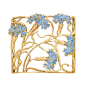 Art Nouveau Gold and Enamel Neck Plaque  The openwork curved plaque with flowing vines tipped by flowers decorated with blue enamel, circa 1900, approximately 21 dwt. 1 3/4 x 2 inche: 