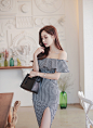 ▼SonYoonJoo▲160505图片_BP更新(伦敦半吊抹胸格子性感开衩裙)_看图_孙允珠吧_百度贴吧