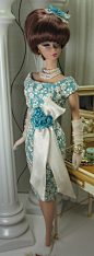 Trellis 1960s Barbie blue floral white dress