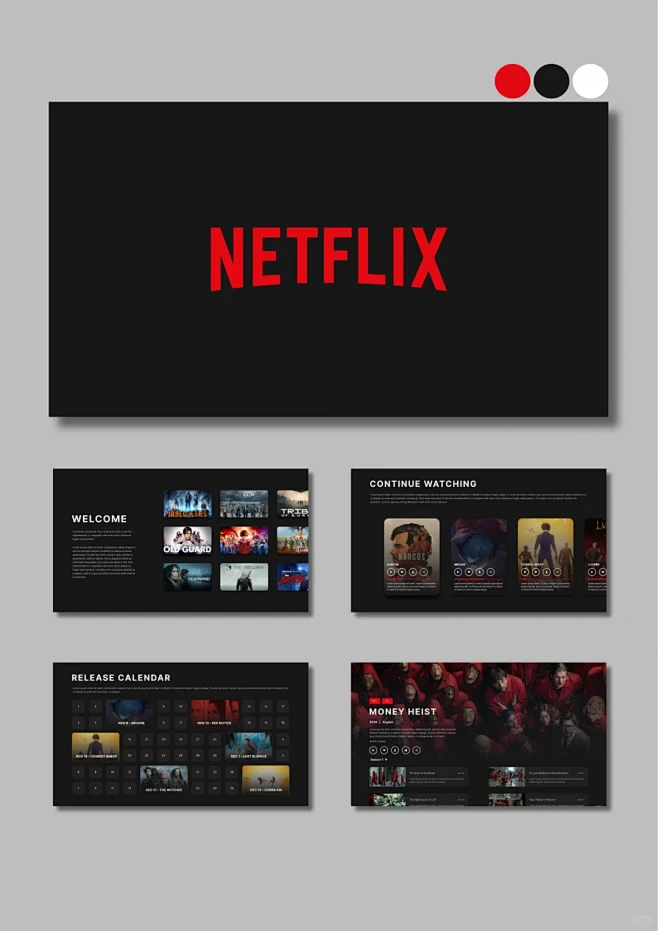 高级黑红设计感PPT模板｜NETFLIX...