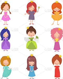 儿童,公主,小的,性格,时装表演会,人,女人,女孩,可爱的,收集