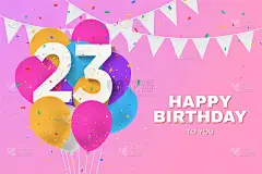 23岁生日快乐气球贺卡背景。