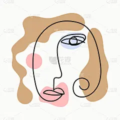女性头部的抽象素描。手工绘制。现代向量插图。