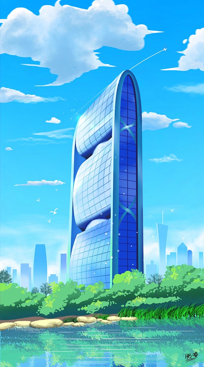 广州珠江城大厦插画c从平面到空间该采集也在以下