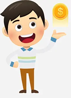 手绘托着金币的男人图高清素材 帅气的 插图 漂浮的 理财 男人 金币 高兴的 免抠png 设计图片 免费下载