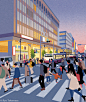 city Evening japan Landscape night people Street tokyo Travel Urban