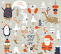 手绘卡通企鹅圣诞老人兔子熊EPS矢量图片背景圣诞节设计装饰素材-淘宝网