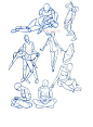 #SAI资源库# 动漫人物各姿势卡通绘画参考，设计各种形态的姿势模板，值得借鉴学习，转需~