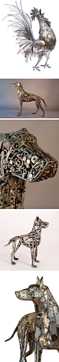 Brian Mock用废旧零件焊接成的动物雕塑_灵感库_视觉中国