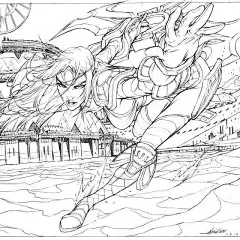 加拿大画师#Alvin Lee#，进入拳头公司之前。他主要工作是画漫画，所以线稿什么的相当扎实，很多画师会请他来创作最初的线稿。图一#JinX#为今年#imagine fx#的封面~ ​​​​