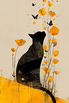 小猫咪卡通卡片动物插画图片