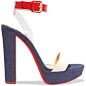 Christian Louboutin Cherry pvc, patent and smooth leather-trimmed denim sandals
