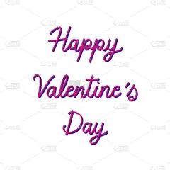 happy valentine s day hand lettering with 3d