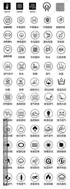 淘宝天猫服饰面料功能属性图标