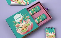 国风商业插画-藕粉包装插画设计图片