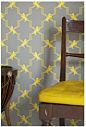 I couldn't have invented cooler wallpaper than this grey and yellow Barneby and Gates.