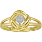 Diamond-Accent 10K Yellow Gold Love Knot Cluster Ring (Size: 6) - Womens > Rings > Cocktail Rings