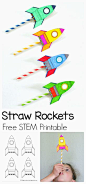 STEM Activity for Kids: How to Make Straw Rockets (w/ Free Rocket Template)- Fun for a science lesson, outdoor play activity, or unit on space! ~ BuggyandBuddy.com