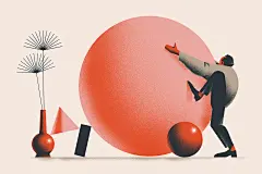 A set of illustrations for the online poetry magazine : Illustrations set in the Polish School of Posters style with a modern twist