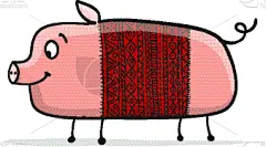 可爱的,猪,式样,华丽的,动物,品牌名称,草图,恶作剧,绘制,剪影