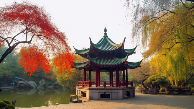 岳麓山爱晚亭城市长沙旅游景点风景摄影图