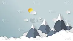云,山,天空,背景,云景,折纸工艺,形状,纸,网站横幅,手艺