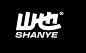 This may contain: the logo for shanye is shown on a black background with white letters and an image of