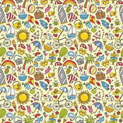 夏季假日旅途凤梨涂鸦元素JPG背景AI矢量纹理 (16)