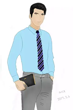 路易斯  鼠绘  商务男士 衬衫男 人物 漫画 插画