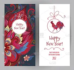 2017年,符号,公鸡,红色,鸡年,春节,新年前夕,小公鸡,贺卡,部分