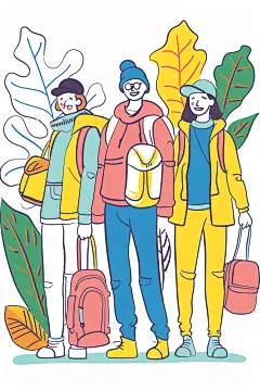 扁平风旅游休闲手绘插画