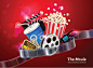 cinema movie theater object on sparkling light background
