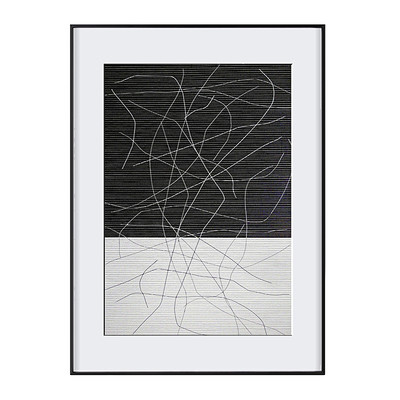 黑白艺术抽象线条装饰画客厅沙发背景墙画样...