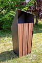 Public trash can / metal / wooden / contemporary SKEW : 612 by Fábio Sousa SIT URBAN DESIGN