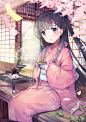 动漫，和服美女。