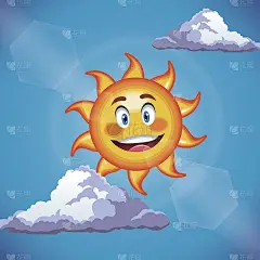 人物太阳可爱的面孔-卡通在蓝天