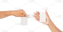 黑手握的名片拼贴在白底上，空白