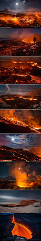 【组图：火山喷发 人间炼狱】这不是文学作品、电影或噩梦中的情景，而是俄罗斯堪察加半岛火山喷发后的真实场景。前不久，两名大胆的摄影师爬上普罗斯基-托尔巴奇克火山的百米高峰，拍下了岩浆涌动的场面。在阴惨的月光下，火红的岩浆绵延至远方，如地狱般骇人。据说该火山已休眠36年，去年才活跃起来。