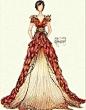 插画师Joanna Marie的手绘晚礼服插画图片作品