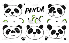 草图,绘画插图,矢量,动物,乱画,熊猫,可爱的,卡通,动物手,泰迪熊