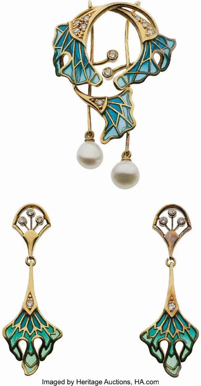 19世纪新艺术运动风格饰品珐琅与珠宝镶嵌