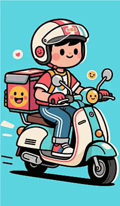 卡通外卖小哥插画