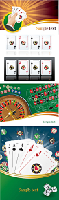 几款扑克系列矢量素材，素材格式：EPS，素材关键词：游戏,娱乐,扑克牌,色子,筹码,闪亮